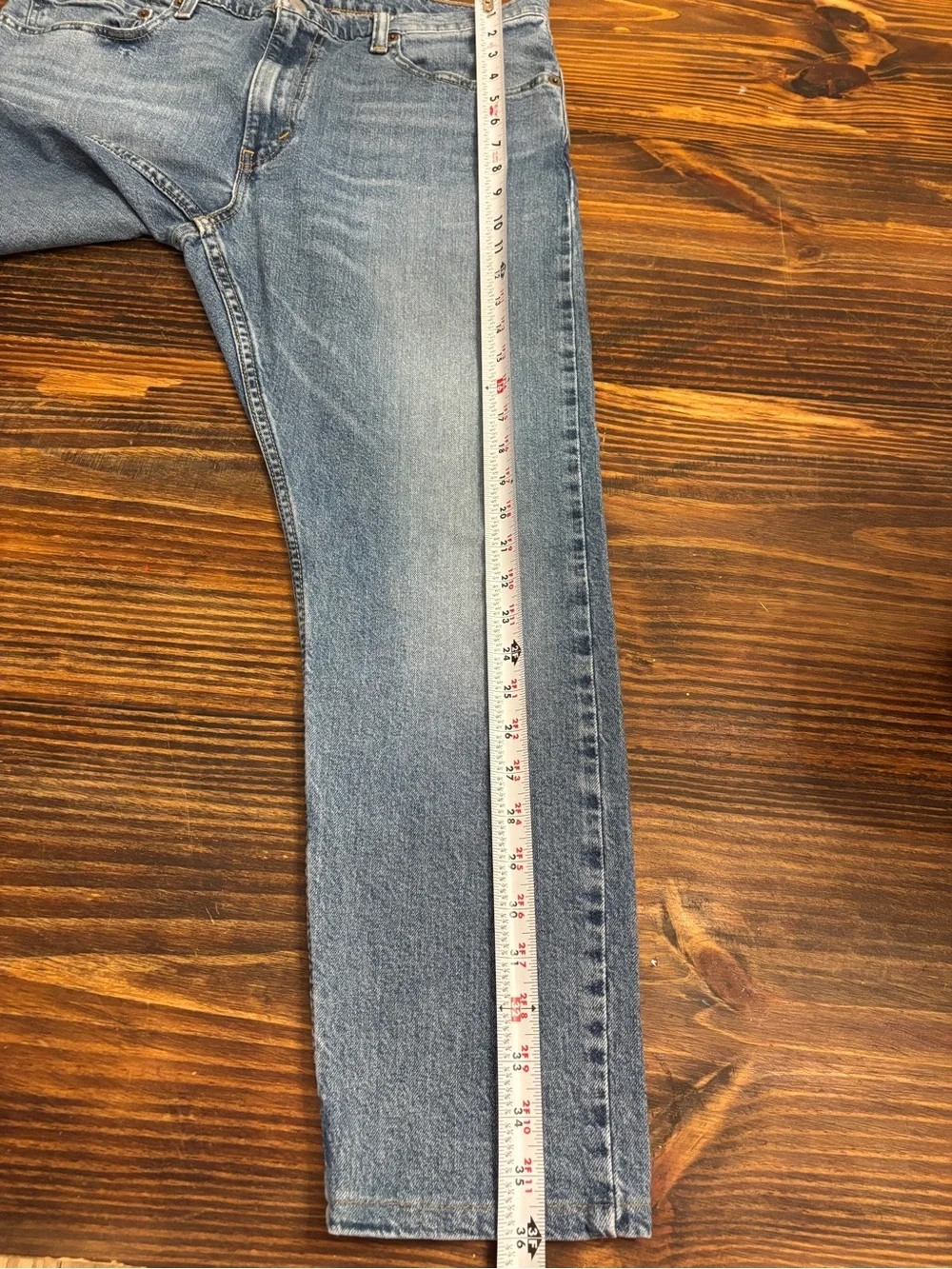 Levi’s 512 Men’s Jeans Hemmed 36x26 Slim Taper Light Wash Blue Denim Stretch